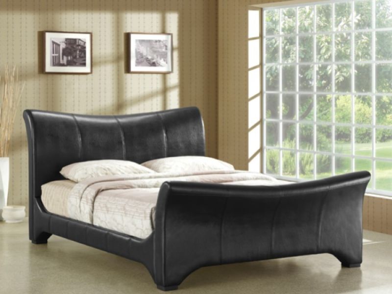 Time Living Wave 6ft Super Kingsize Black Faux Leather Bed Frame