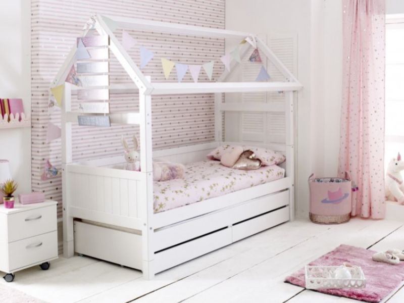 Thuka Nordic Playhouse Bed 2 With Grooved End Panels And Trundle Bed With Drawers