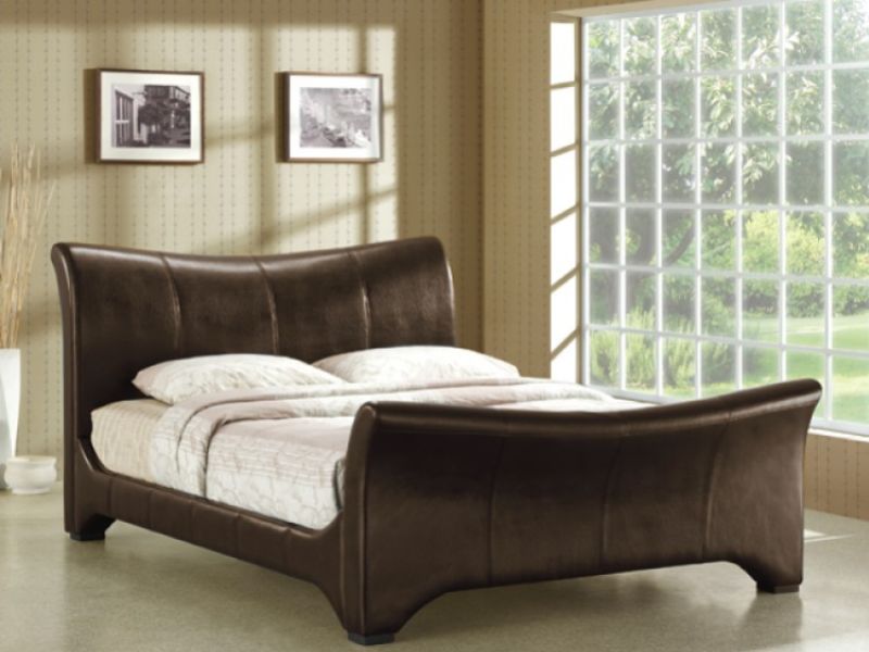 Time Living Wave 6ft Super Kingsize Brown Faux Leather Bed Frame