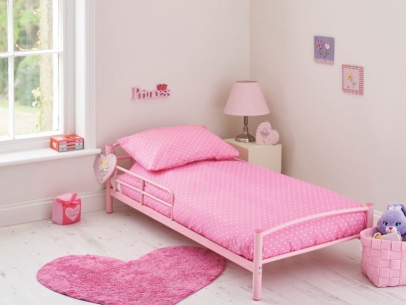 Kidsaw Starter Junior Pink Metal Bed Frame Bundle