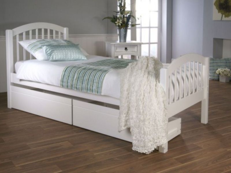 Limelight Despina 3ft single White Wooden Bed Frame with Under Bed Drawers
