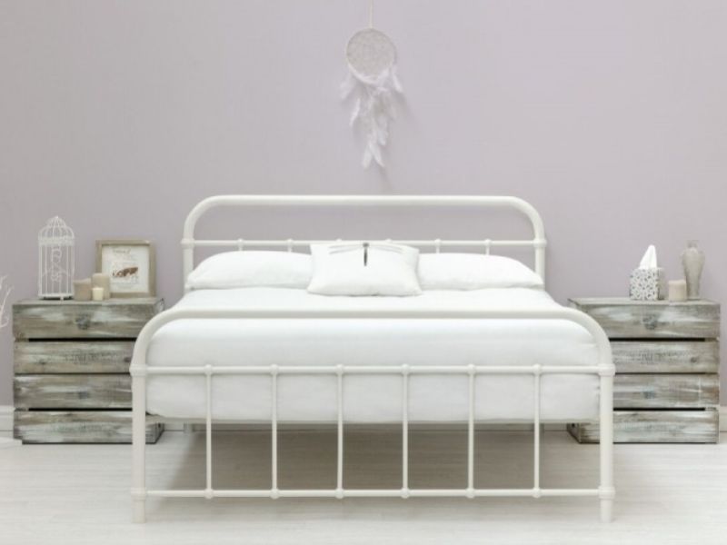 Sleep Design Henley 5ft Kingsize Stone White Metal Bed Frame