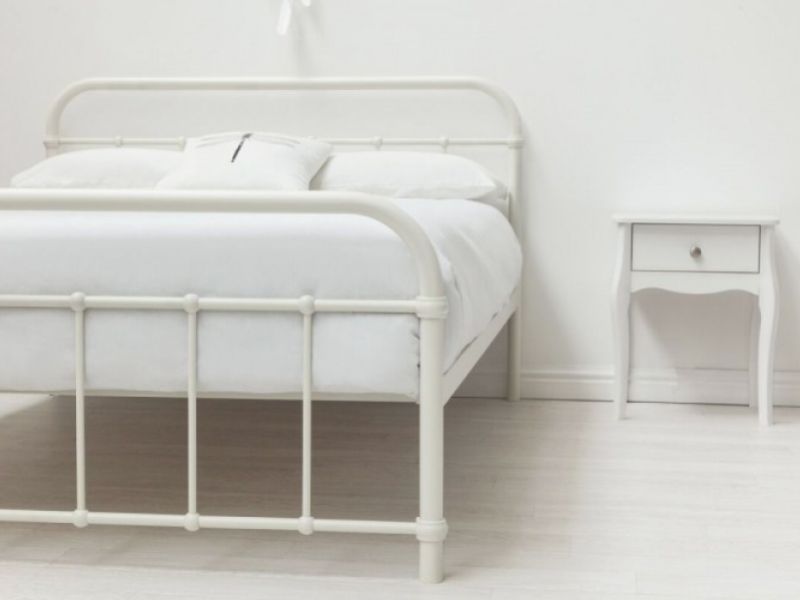 Sleep Design Henley 5ft Kingsize Stone White Metal Bed Frame