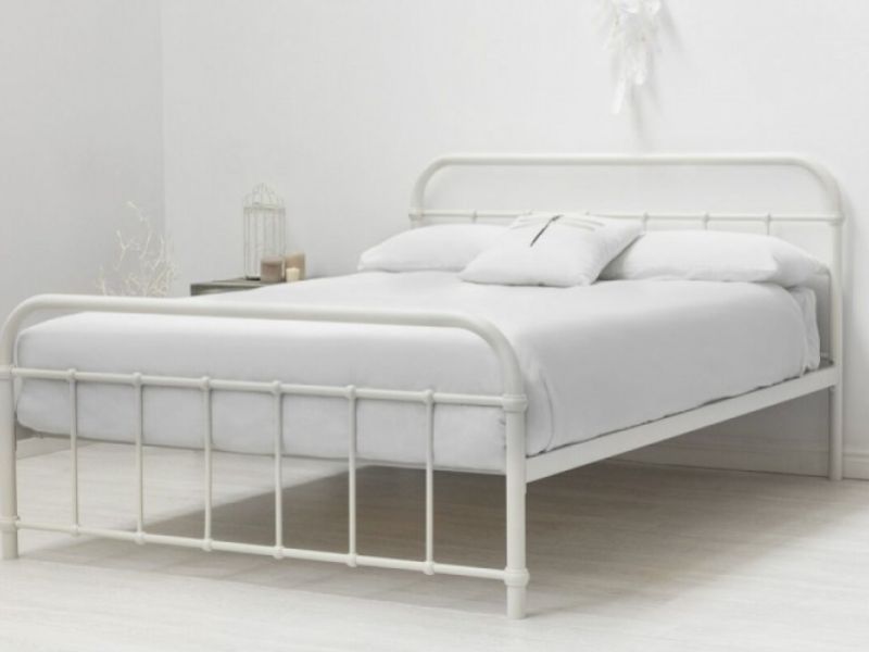 Sleep Design Henley 5ft Kingsize Stone White Metal Bed Frame