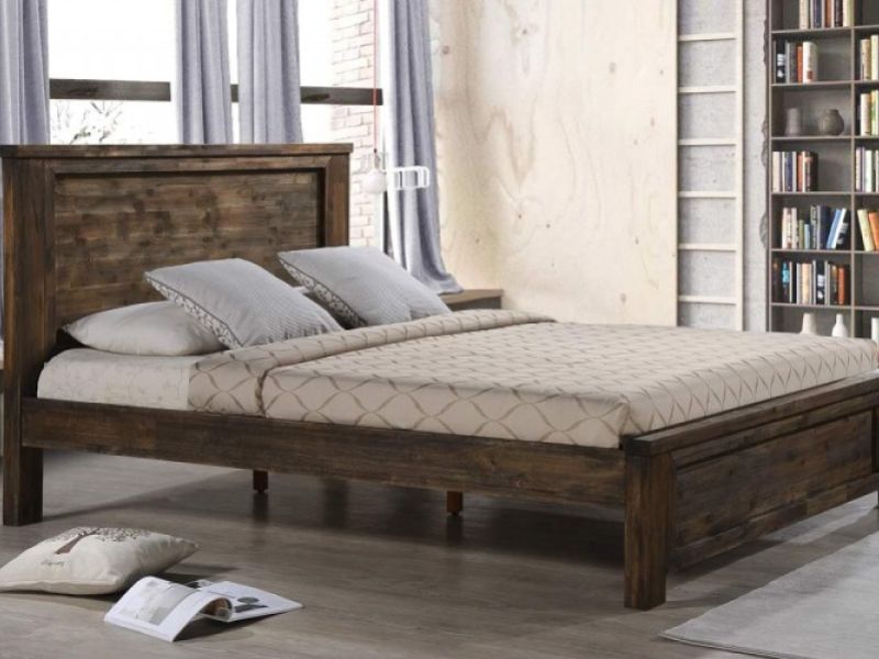 Sleep Design Plumley 4ft6 Double Teak Finish Wooden Bed Frame