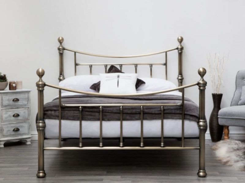Sleep Design Stratford 5ft Kingsize Antique Brass Metal Bed Frame