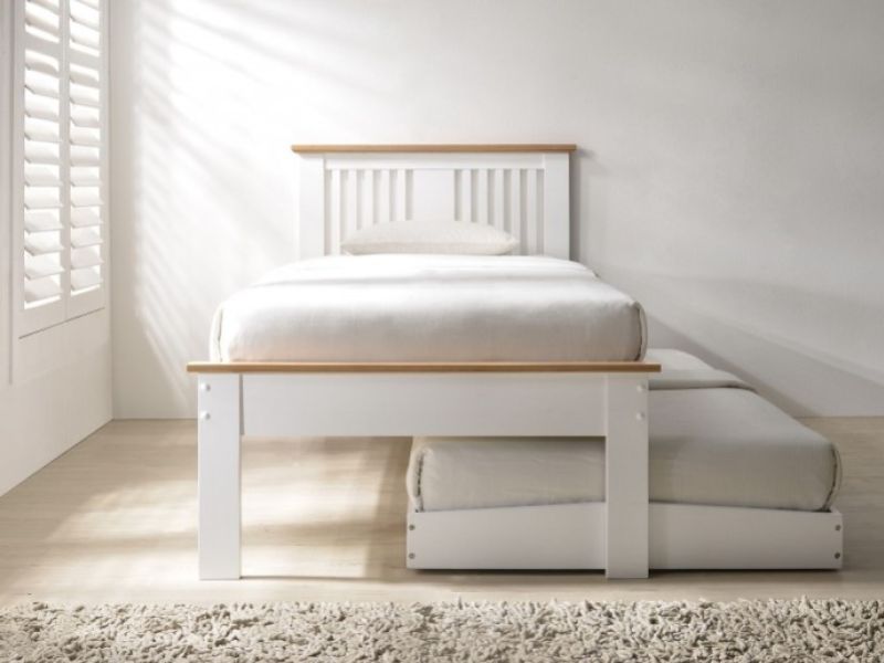 Flintshire Halkyn 3ft Single White And Oak Finish Guest Bed