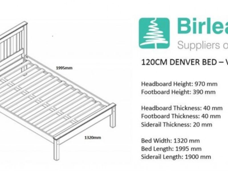 Birlea Denver 4ft Small Double Grey Wooden Bed Frame