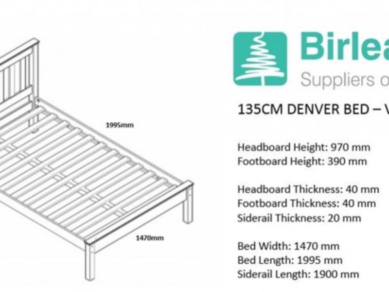 Birlea Denver 4ft6 Double Grey Wooden Bed Frame