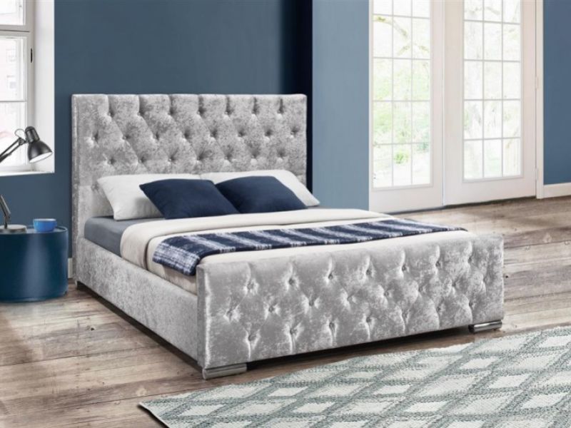 Birlea Finsbury 4ft6 Double Steel Crushed Velvet Fabric Bed Frame