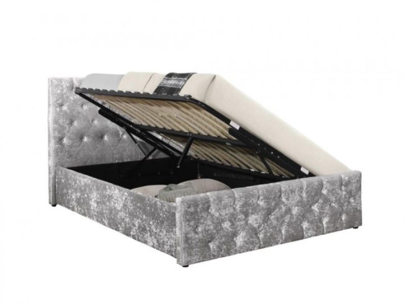 Birlea Finsbury 4ft Small Double Steel Crushed Velvet Fabric Ottoman Bed Frame