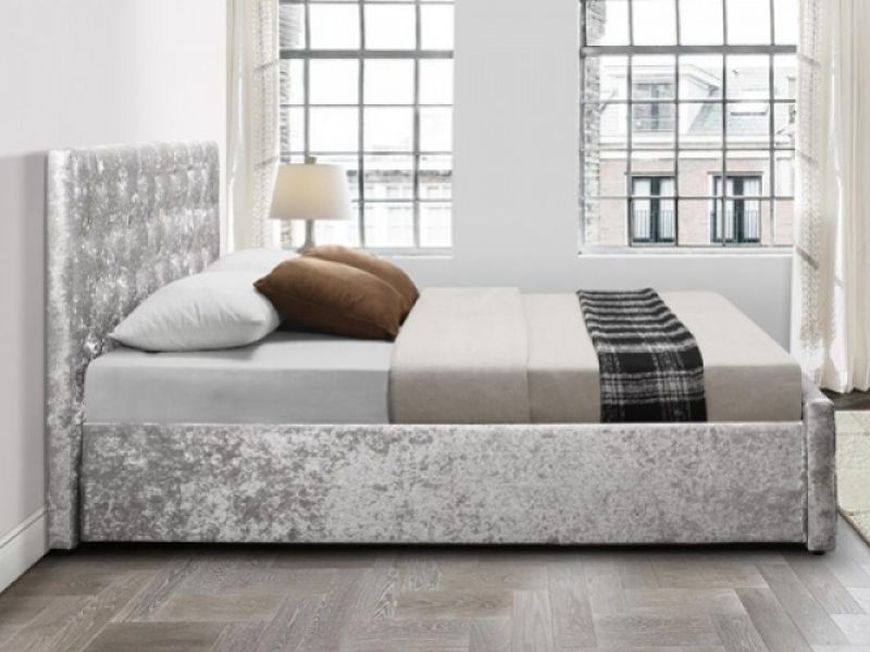 Birlea Finsbury 4ft Small Double Steel Crushed Velvet Fabric Ottoman Bed Frame