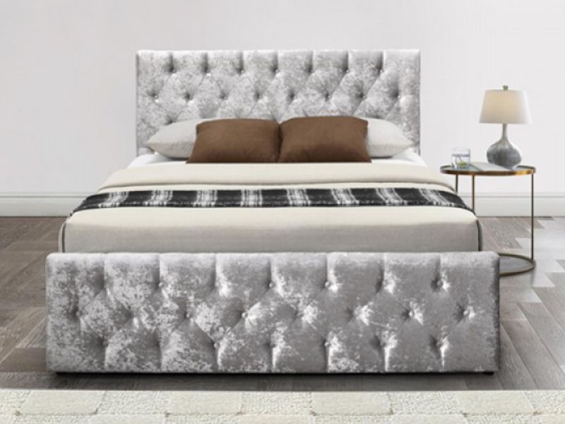 Birlea Finsbury 4ft Small Double Steel Crushed Velvet Fabric Ottoman Bed Frame