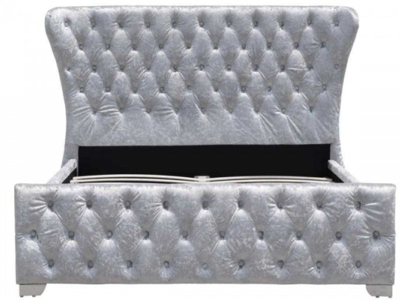 Sleep Design Bridewell 5ft Kingsize Crushed Silver Velvet Bed Frame