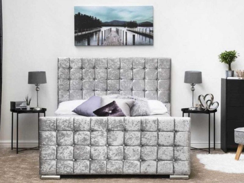 Sleep Design Dalkeith 5ft Kingsize Crushed Silver Velvet Bed Frame