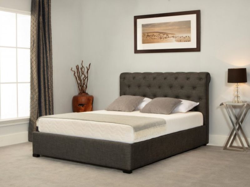 Emporia Balmoral 4ft6 Double Grey Fabric Ottoman Bed