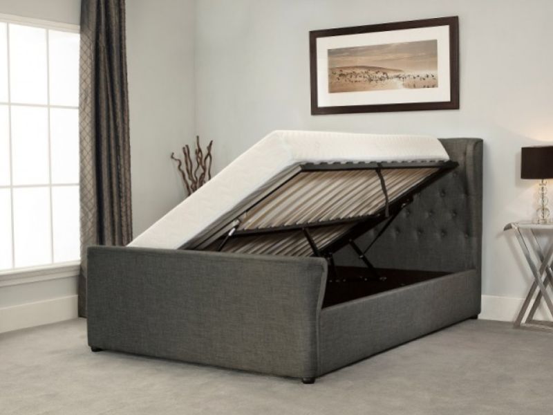 Emporia Manhattan 6ft Super Kingsize Grey Fabric Ottoman Bed