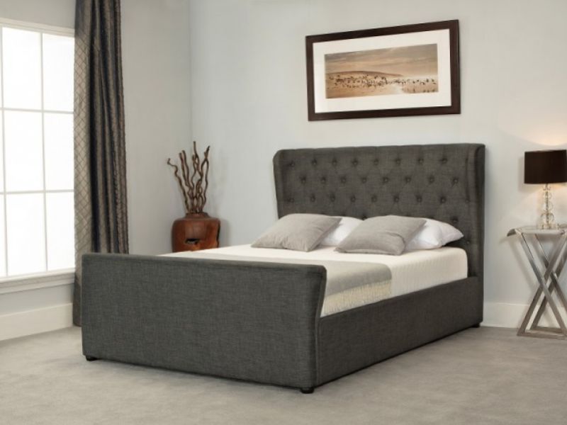 Emporia Manhattan 6ft Super Kingsize Grey Fabric Ottoman Bed