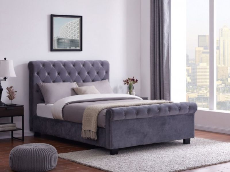 Flintshire Whitford 4ft6 Double Grey Fabric Side Lift Ottoman Bed