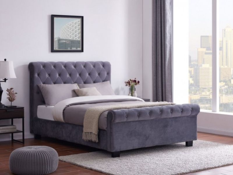 Flintshire Whitford 5ft Kingsize Grey Fabric Side Lift Ottoman Bed