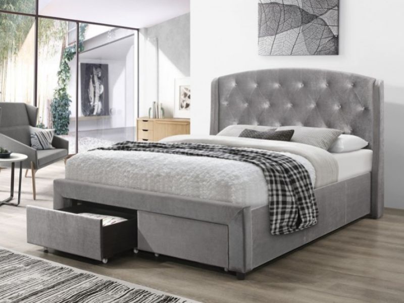 Flair Furnishings Ellen 5ft Kingsize Silver Fabric Bed Frame