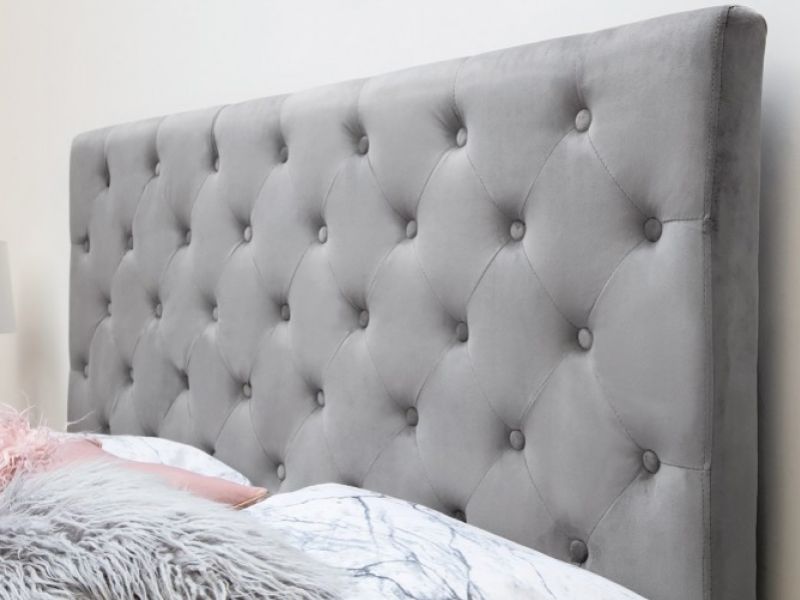 Sleep Design Buckingham 4ft6 Double Grey Velvet Bed Frame