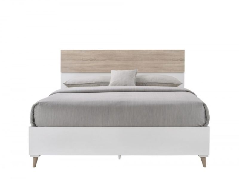 LPD Stockholm 5ft Kingsize Wooden Bed Frame In White And Oak
