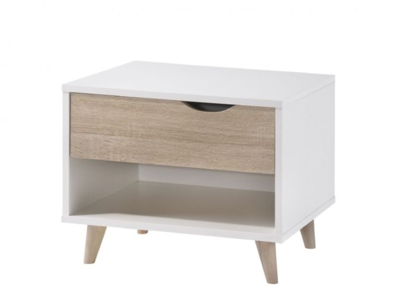 LPD Stockholm 1 Drawer Bedside In White And Oak