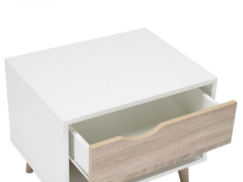 LPD Stockholm 1 Drawer Bedside In White And Oak