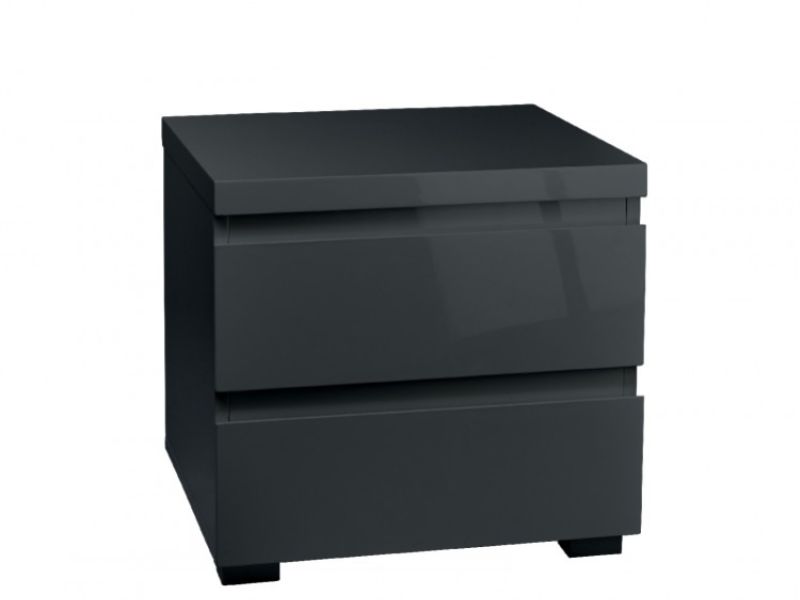 LPD Puro 2 Drawer Bedside In Charcoal Gloss