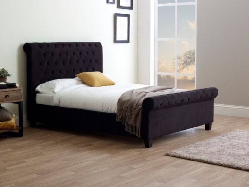 Limelight Orbit 5ft Kingsize Black Velvet Fabric Bed Frame by