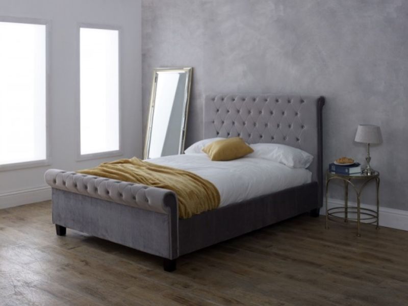 Limelight Orbit 4ft6 Double Plush Silver Velvet Fabric Bed Frame