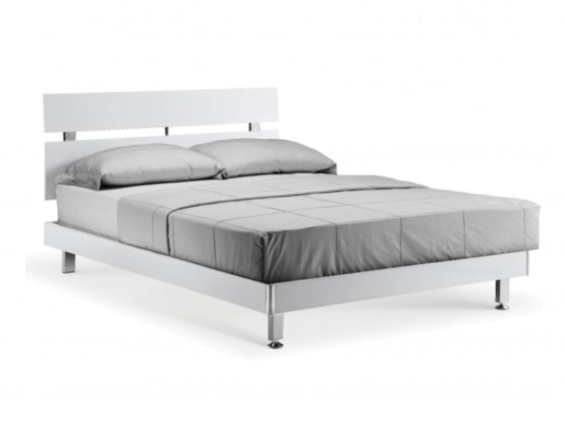 LPD Novello 4ft6 Double Wooden Bed Frame In White Gloss