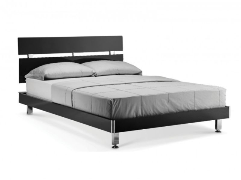 LPD Novello 4ft6 Double Wooden Bed Frame In Black Gloss