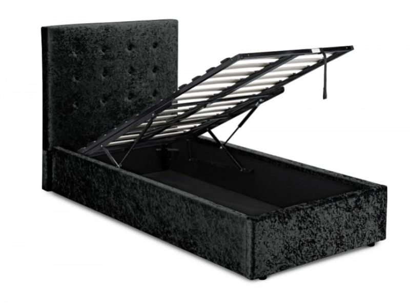 LPD Rimini 3ft Single Black Velvet Fabric Ottoman Bed Frame