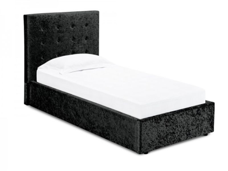 LPD Rimini 3ft Single Black Velvet Fabric Ottoman Bed Frame