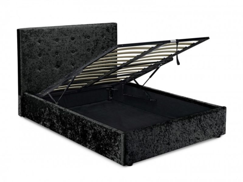 LPD Rimini 5ft Kingsize Black Velvet Fabric Ottoman Bed Frame