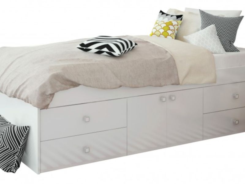 Kidsaw Arctic 3ft Single White Wooden Multi Drawer Bed Frame