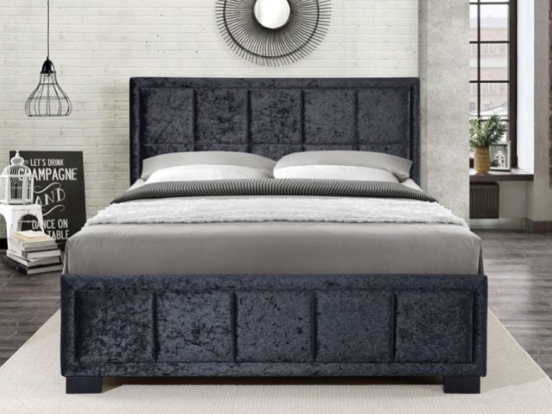 Birlea Hannover 4ft6 Double Black Crushed Velvet Fabric Bed Frame