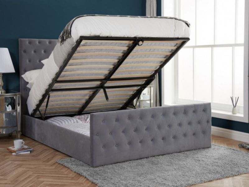 Birlea Marquis 4ft6 Double Grey Velvet Fabric Ottoman Bed Frame