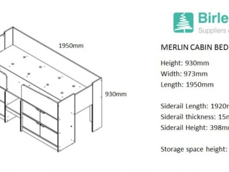 Birlea Merlin Cabin Bed White And Blue