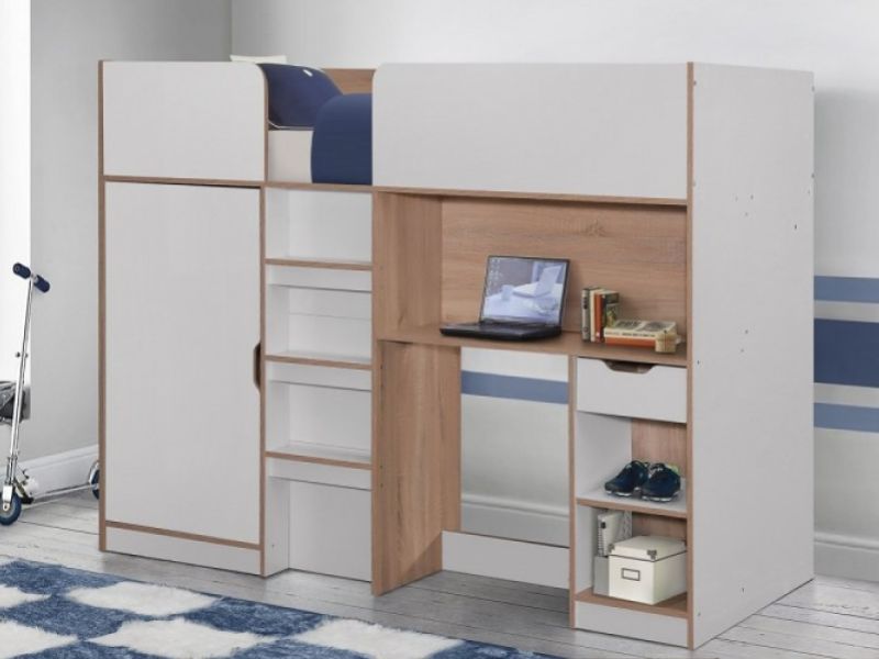 Birlea Merlin High Sleeper Bed White And Light Oak