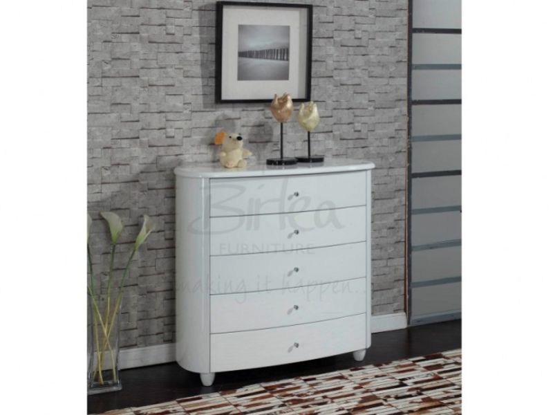 Birlea Aztec White Gloss 5 Drawer Chest