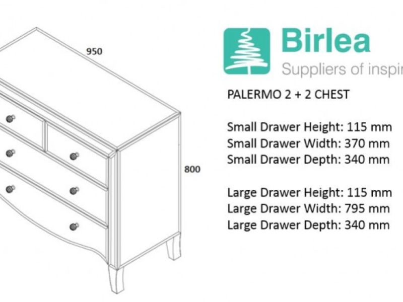 Birlea Palermo 2 Plus 2 Drawer Mirrored Chest