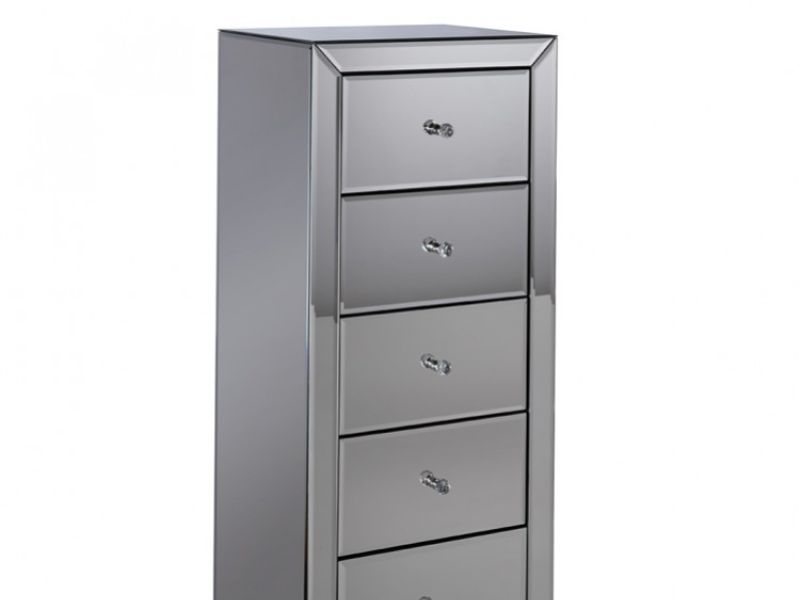 Birlea Palermo 5 Drawer Narrow Mirrored Chest