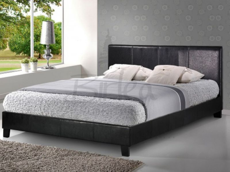 Birlea Berlin 4ft6 Double Black Faux Leather Bed Frame