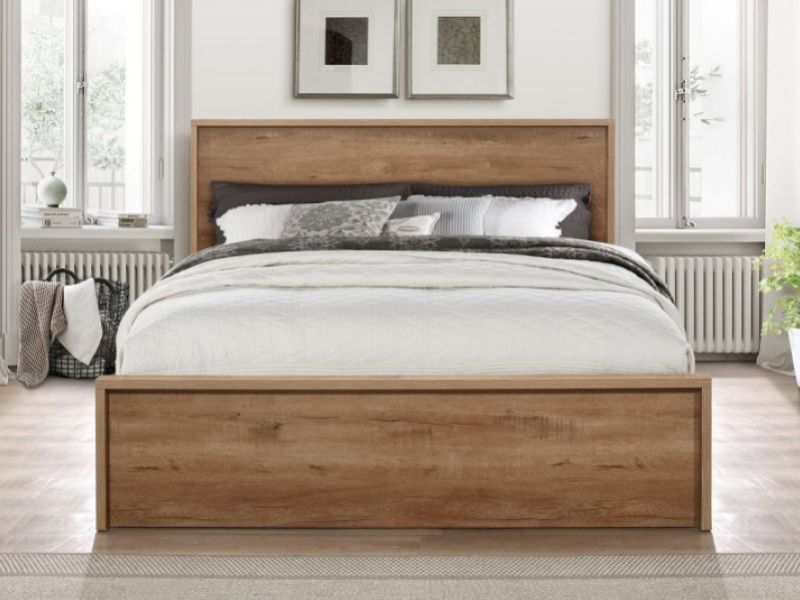 Birlea Stockwell 4ft Small Double Oak Finish Wooden Bed Frame With Drawers