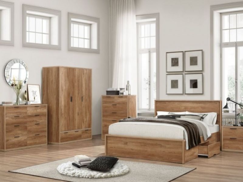 Birlea Stockwell 5ft Kingsize Oak Finish Wooden Bed Frame With Drawers