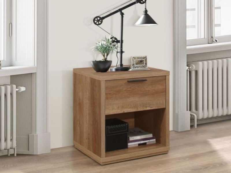 Birlea Stockwell Oak Finish 1 Drawer Bedside