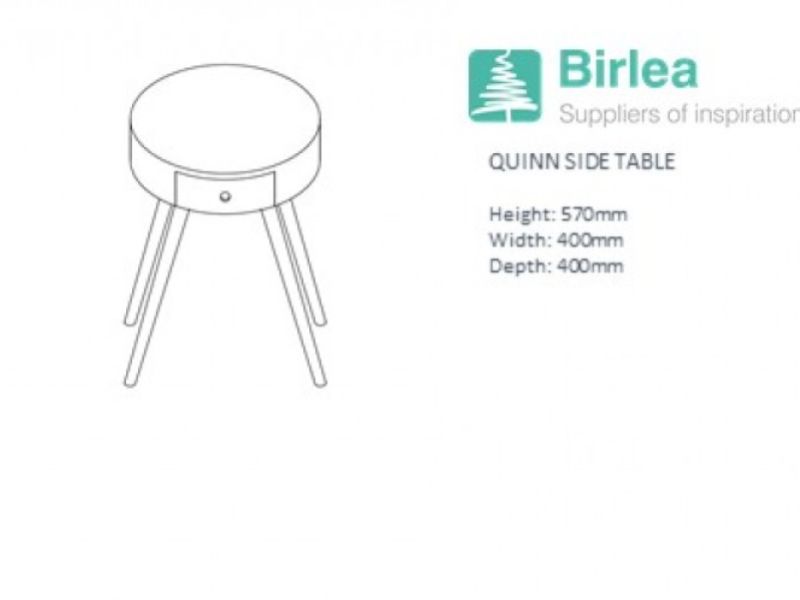 Birlea Quinn Grey 1 Drawer Side Table